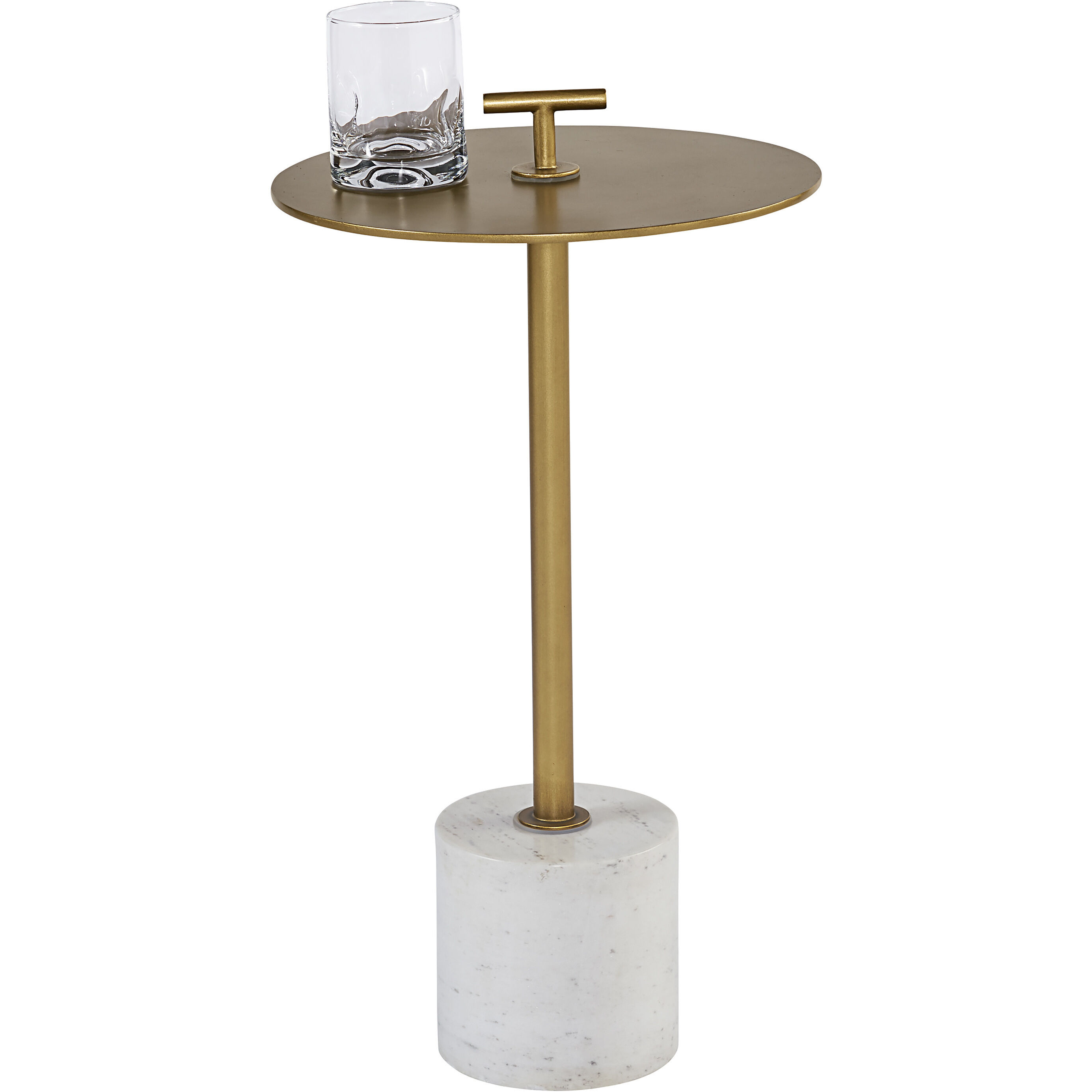 Sia 23.5 X 13 inch Brass / White End Table